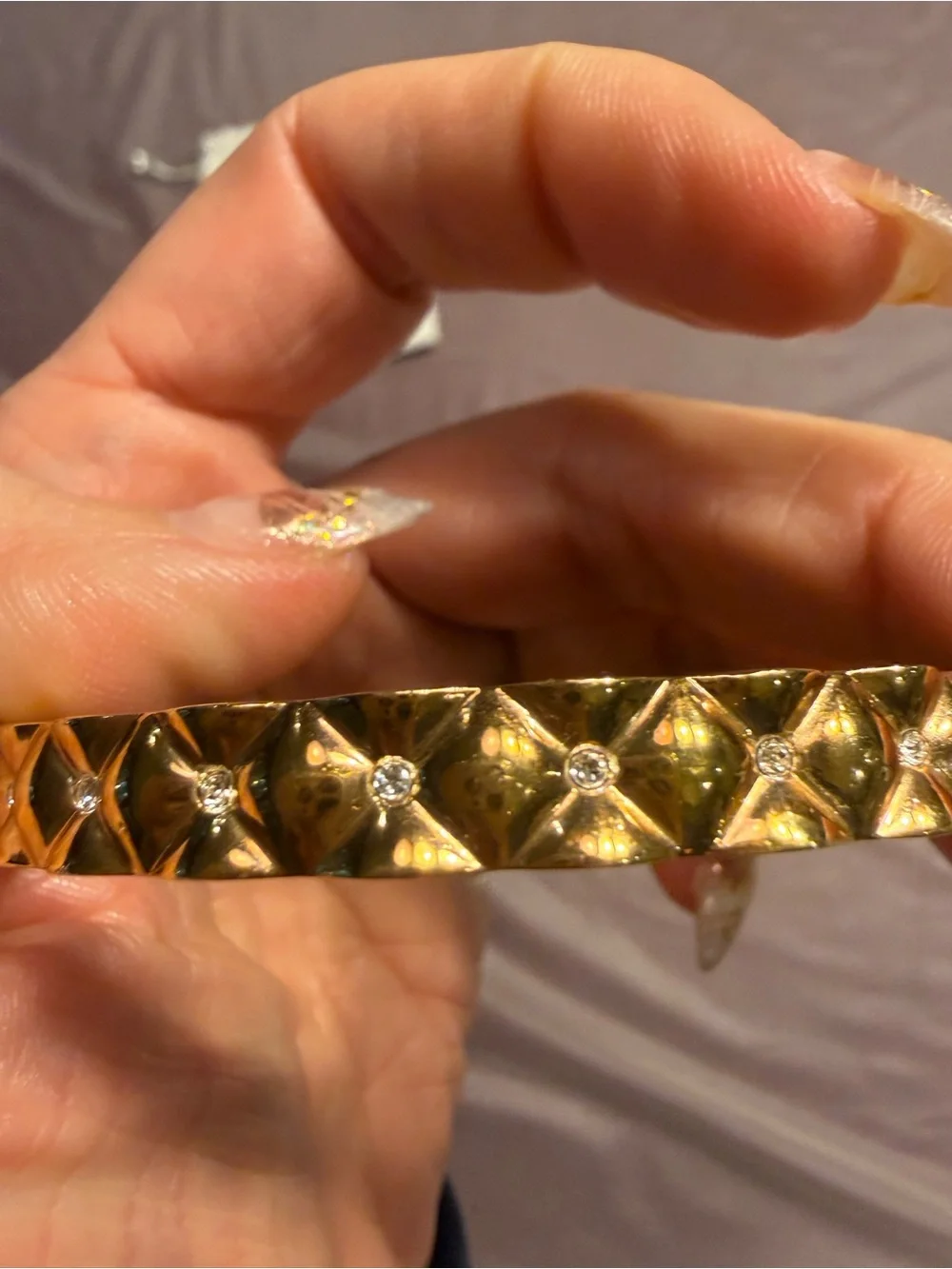 Kate Spade Rose Gold CZ Crystal quilted hinged bangle bracelet - Picture 9 of 9